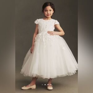 White Lace Tulle Flower Girl Dress for Kids from Anthropologie
